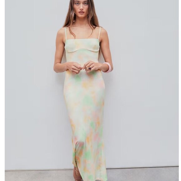 Cider women's xs maxi length pastel tie dye adjustable strap poly/spandex dress - Picture 1 of 10
